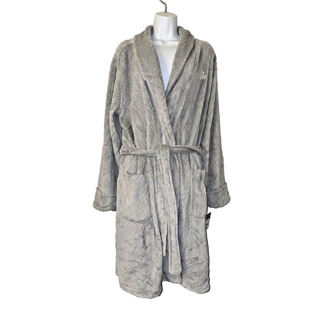 Lauren Ralph Lauren Womens Gray Chevron Plush Wrap Robe So Soft Size XL - NEW